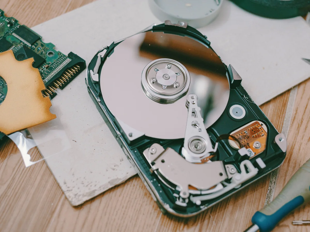 Open hard drive used for data recovery service